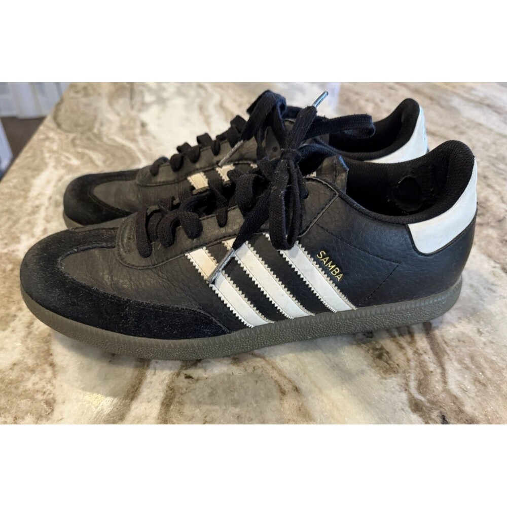 addidas Men’s Size 9.5 Samba Golf Shoes Leather Spikeless Black w/ White Trim